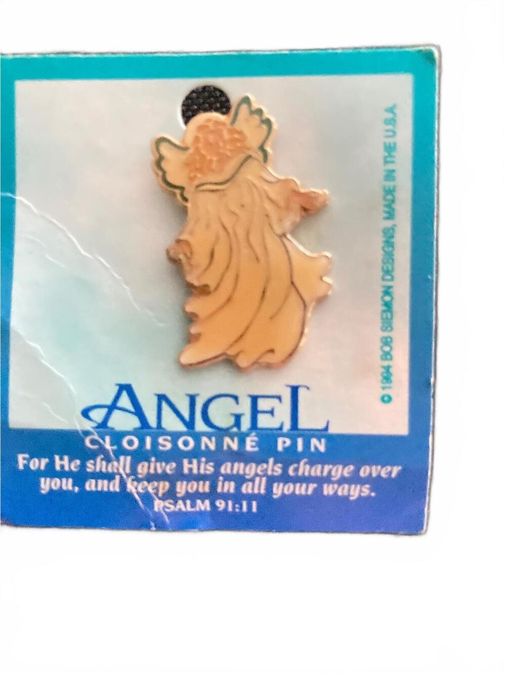 Angel Cloisonné Pin with Psalm 91:11 Scripture